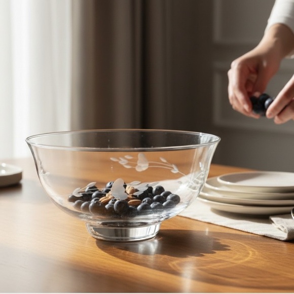 Princess House Other - Vintage Princess House Elegant Clear Glass Bowl with Etched Floral Design